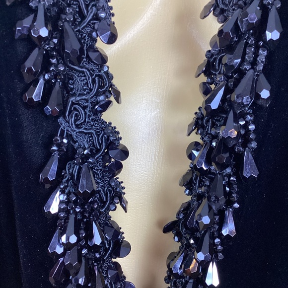 VINTAGE Sahsa Saks 5th Ave  Black Velvet  Beaded  Formal Evening Jacket 12 - Picture 7 of 9